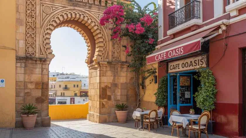 Kuzey Afrika kıyısındaki Melilla eski kenti, kalesi ve Akdeniz kıyısı