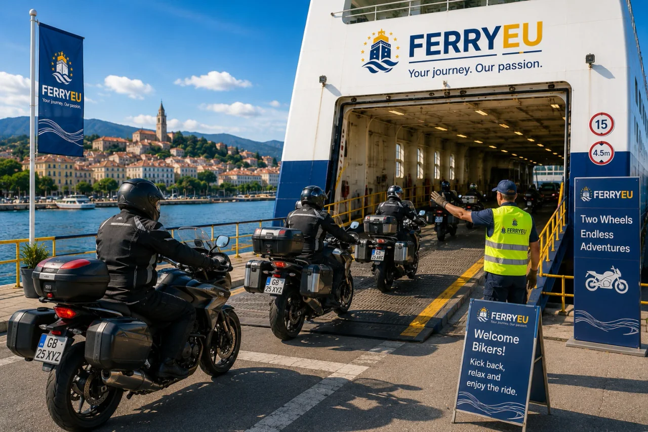 Motosiklet feribota binmeye hazırlanıyor