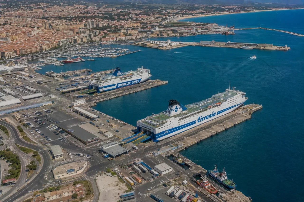 Sardunya'nın güney kıyısındaki Cagliari yolcu feribot limanı