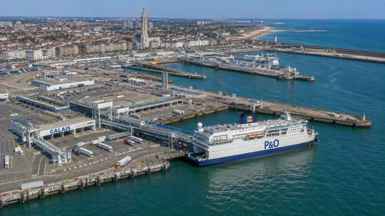 Kuzey Fransa'daki Calais yolcu ve araç feribot terminali