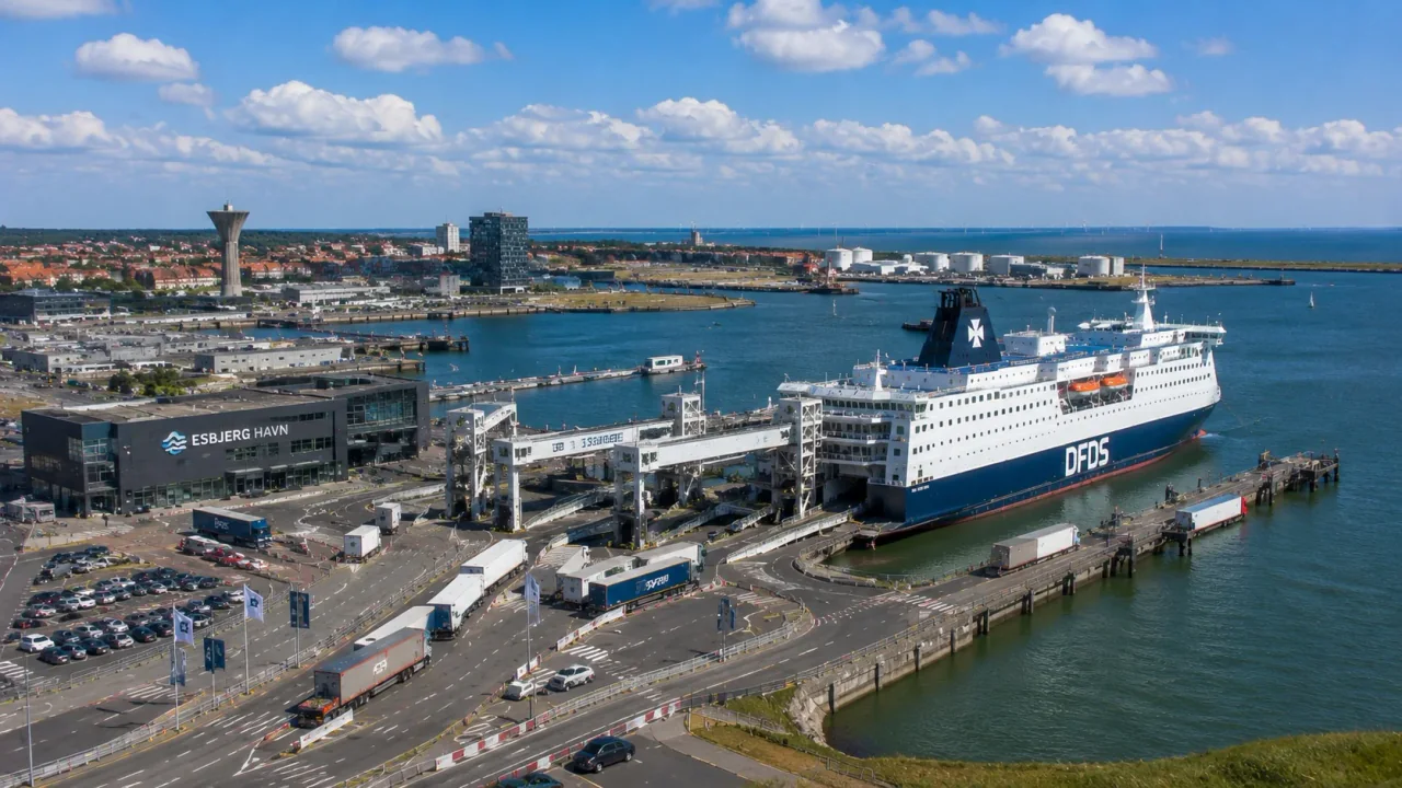 Fanø'ya kısa geçiş için Esbjerg yolcu feribot terminali
