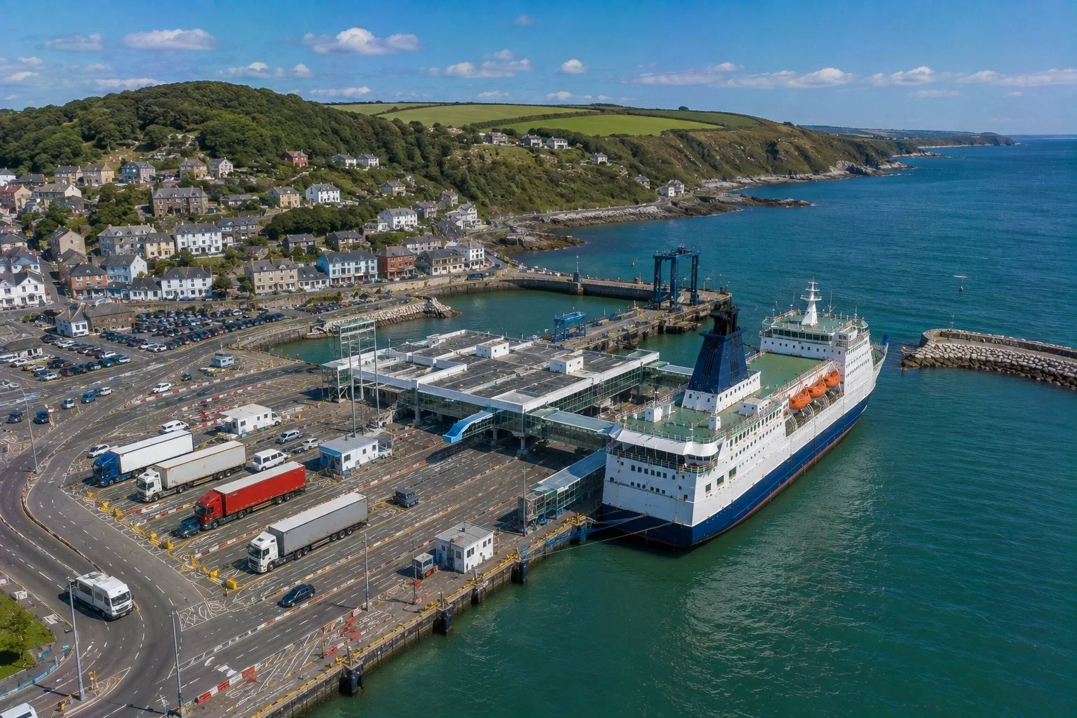Pembrokeshire'daki Goodwick'teki Fishguard Limanı yolcu feribot terminali