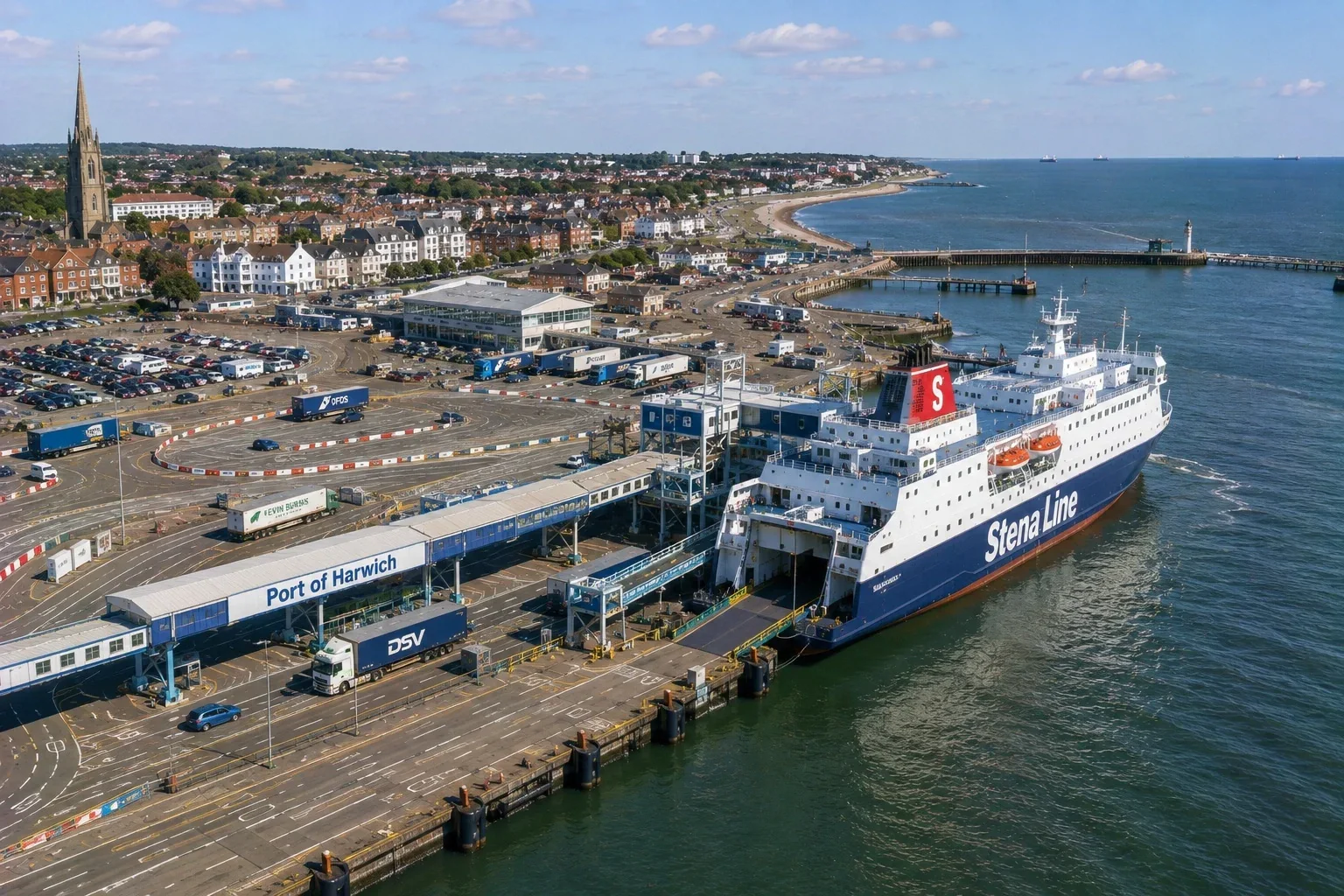 Essex'teki Parkeston Quay'deki Harwich Uluslararası Feribot Limanı