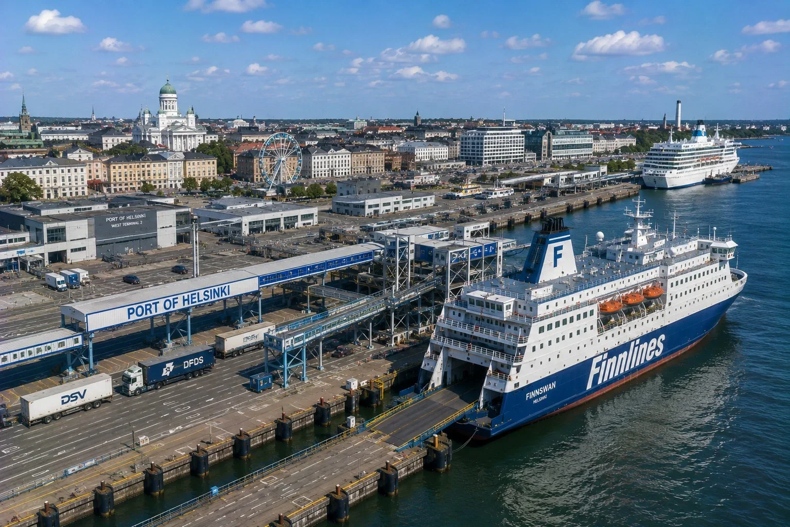 Helsinki, Finlandiya'daki yolcu feribot terminali ve limanı