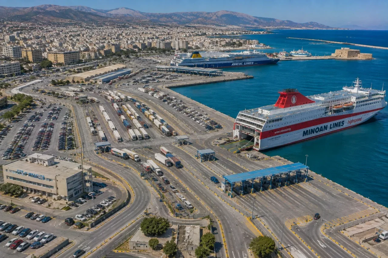 Girit, Yunanistan'daki Heraklion yolcu feribot limanı