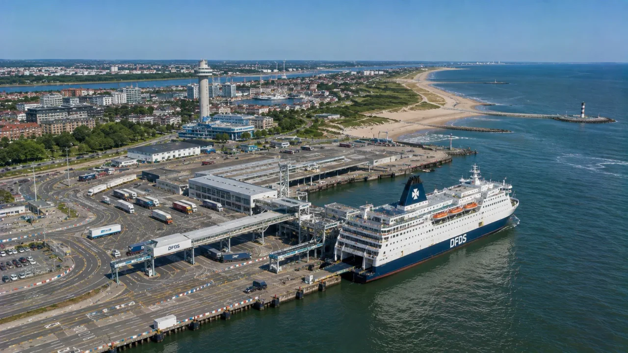 Anvers'e pratik bir geçiş kapısı olarak kullanılan Hook of Holland yolcu feribot terminali