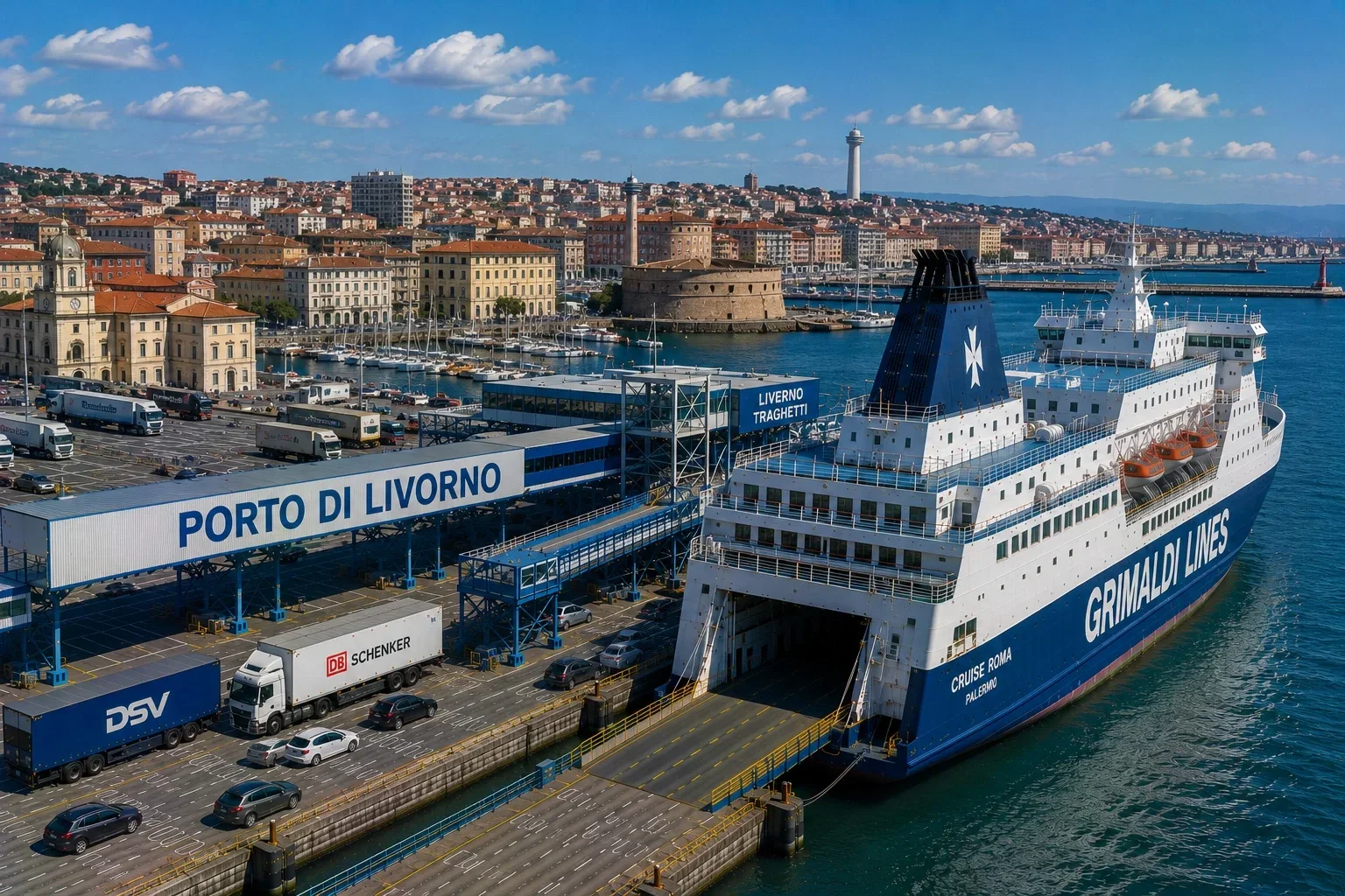 Livorno, Toskana'daki yolcu feribot limanı ve araç binme alanı