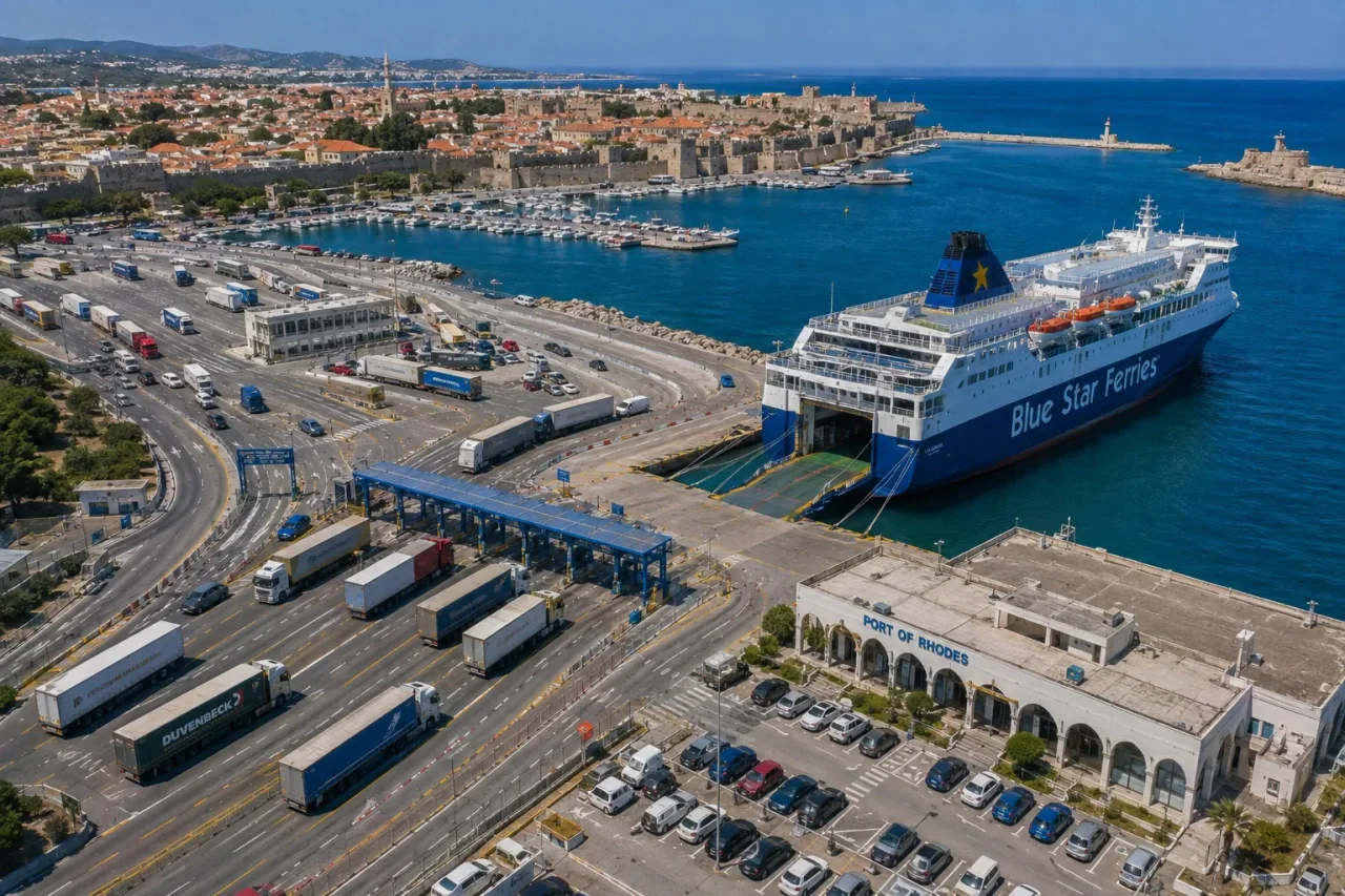 Rodos kıyısı ve liman çevresi