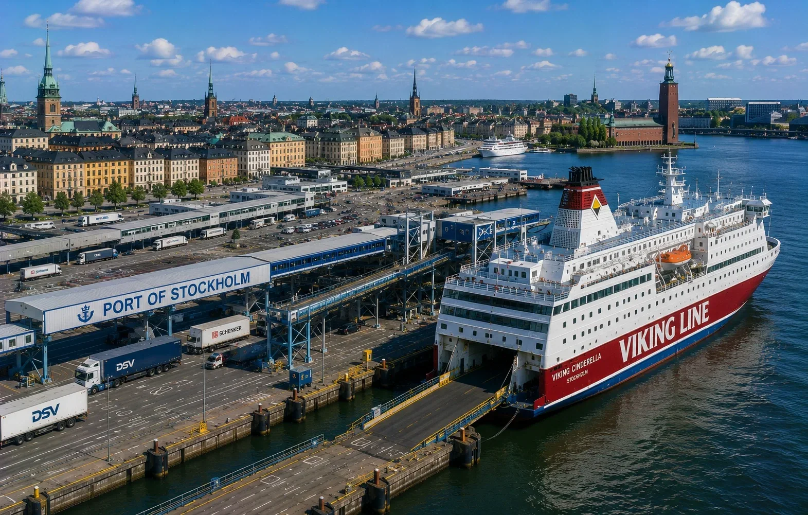 Stockholm Limanı'ndaki Viking Line yolcu feribotu