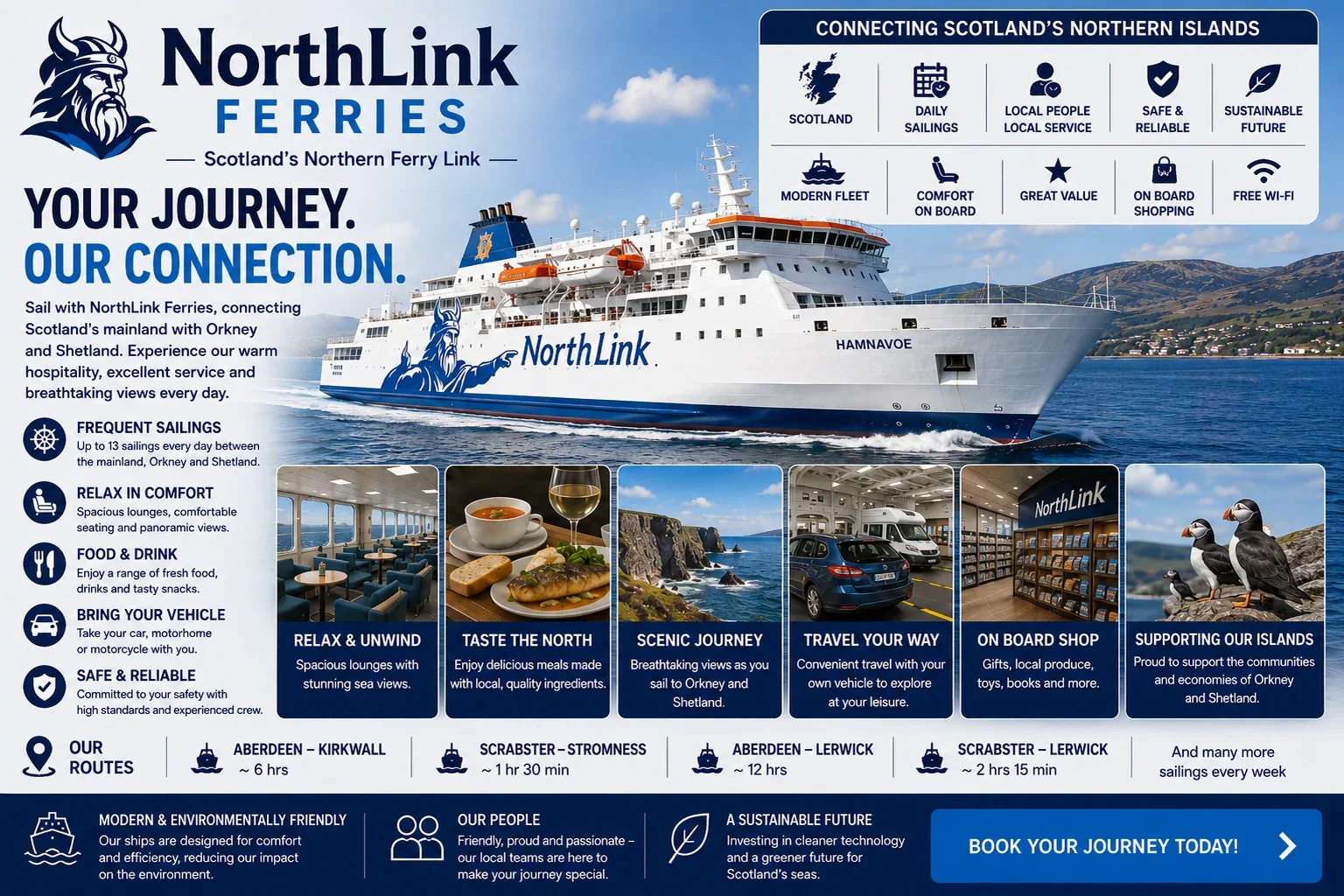 Kuzey İskoçya'da NorthLink Ferries yolcu ve araç feribot seferleri