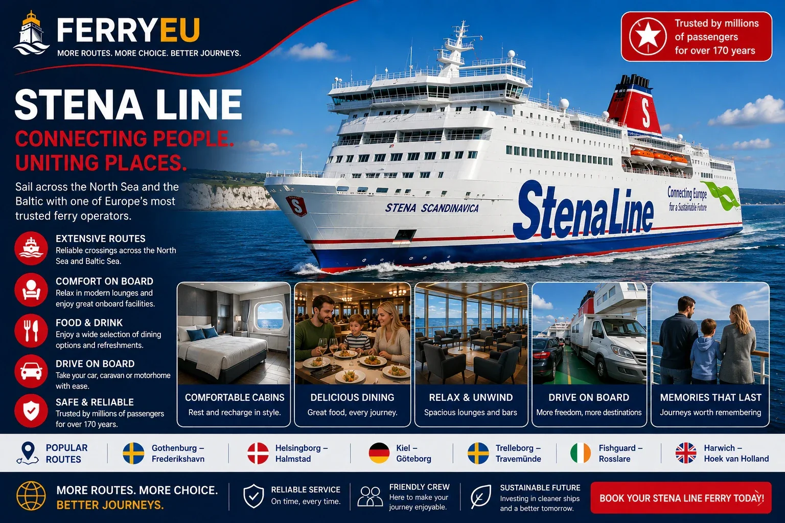 Denizde Stena Line yolcu ve araç feribotu