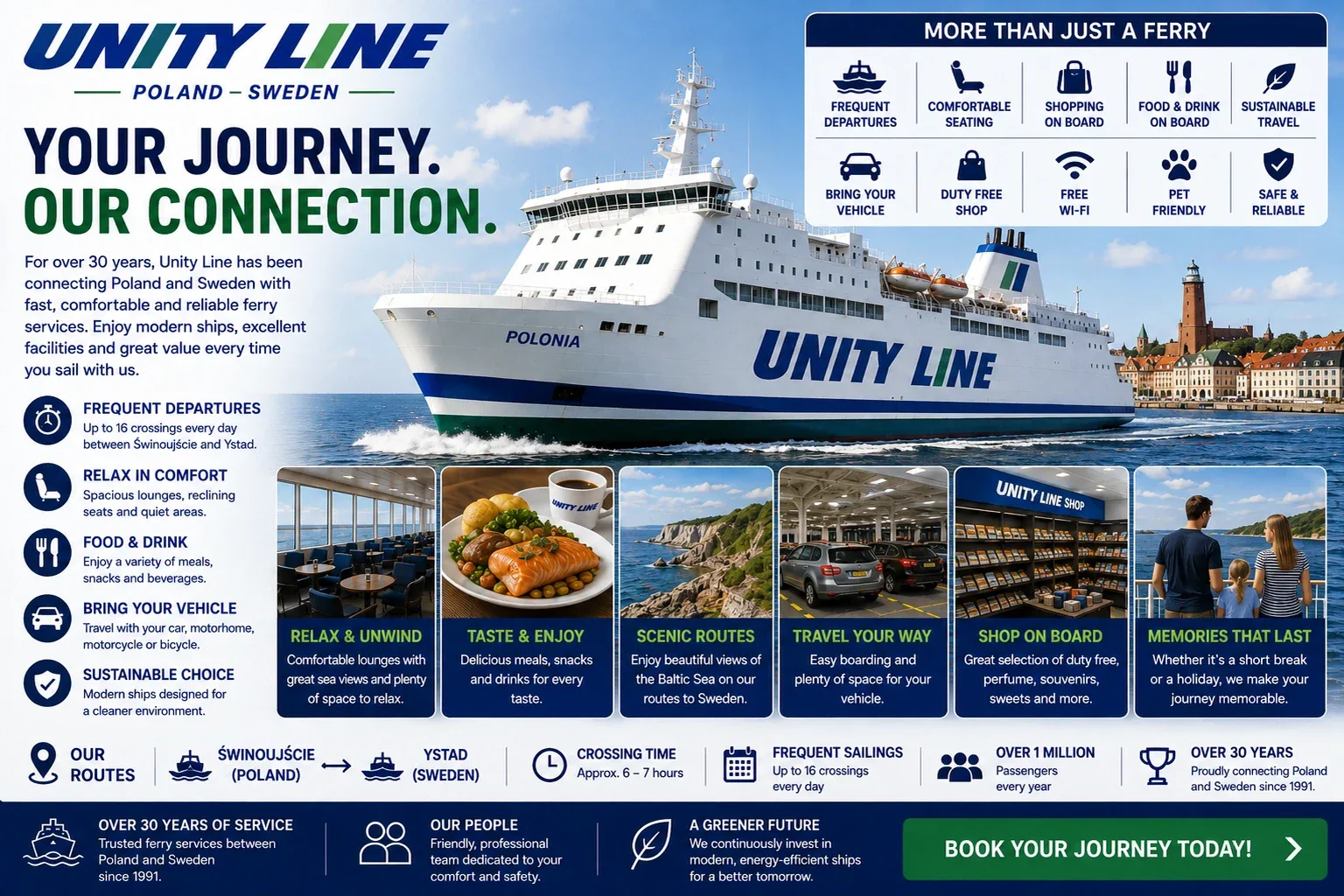 Baltık Denizi'ni geçen Unity Line yolcu ve araç feribotu