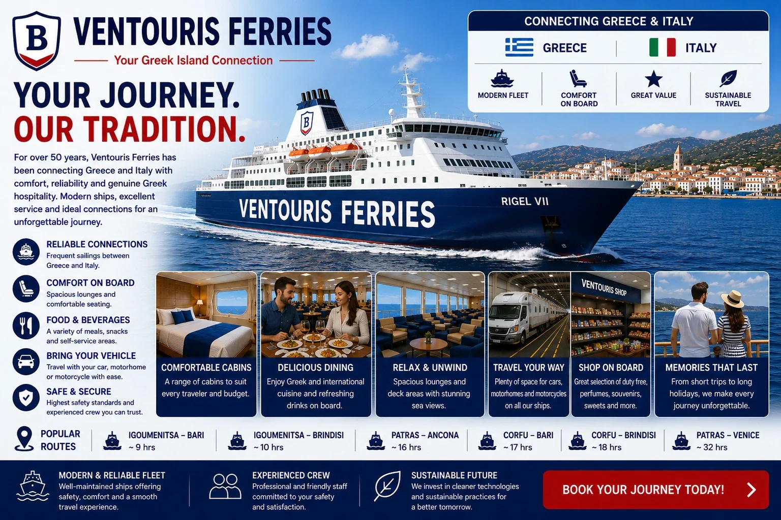 Adriyatik Denizi'ni geçen Ventouris Ferries yolcu ve araç feribotu
